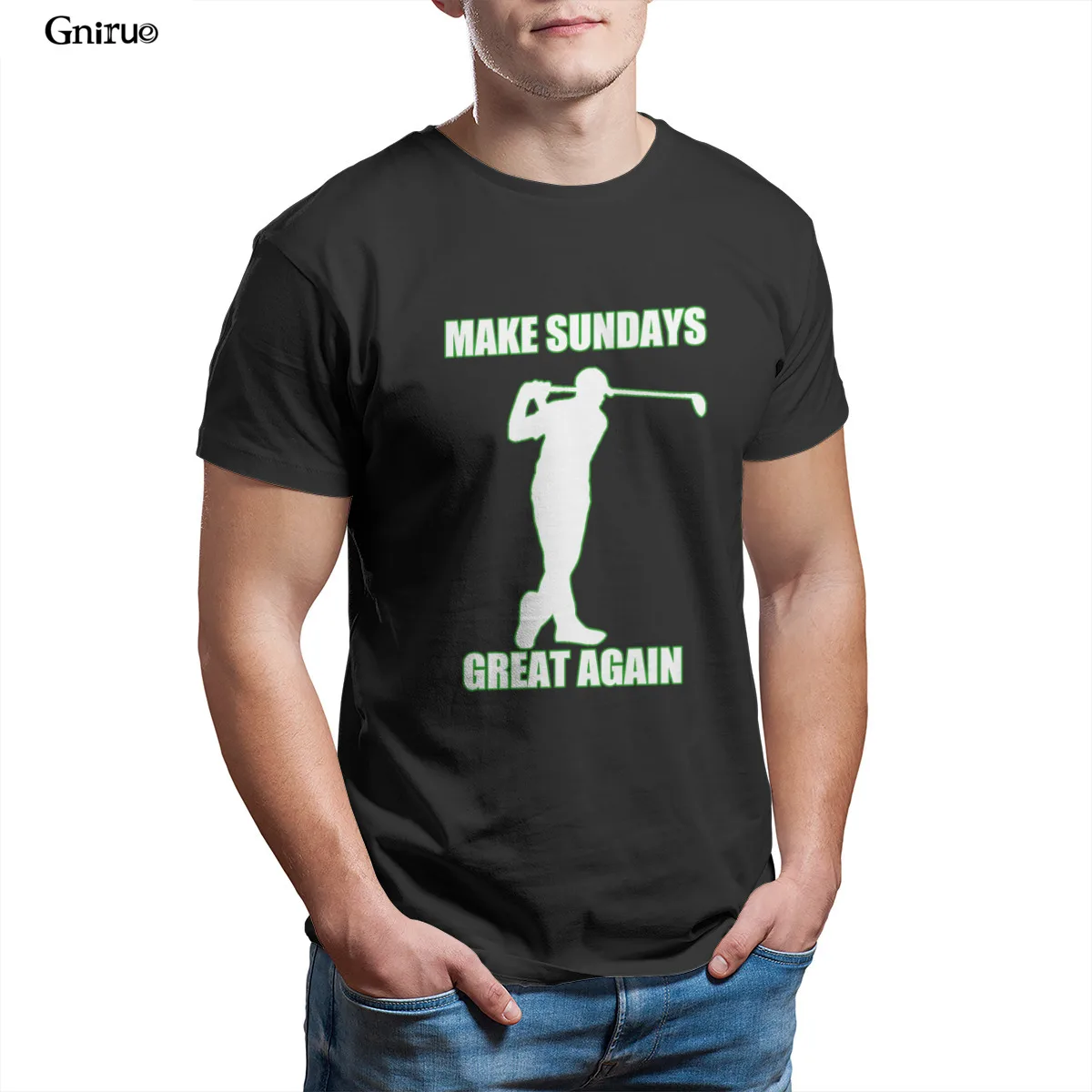 

Wholesale MAKES SUNDAYS GREAT AGAIN Unisex Cotton T-Shirt Pink Streetwear Groot Woman Male Clothing 101662