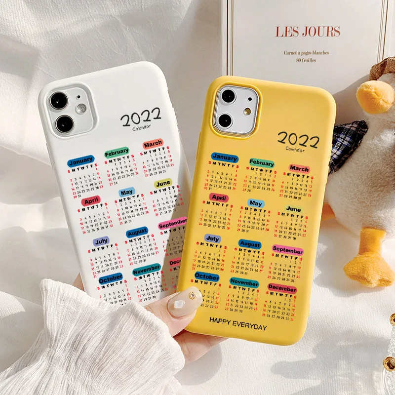 Чехол с календарем для телефона IPhone 12 11 13 Pro Max mini 6S 7 8 Plus SE 2 X XR XS MAX Мягкая матовая