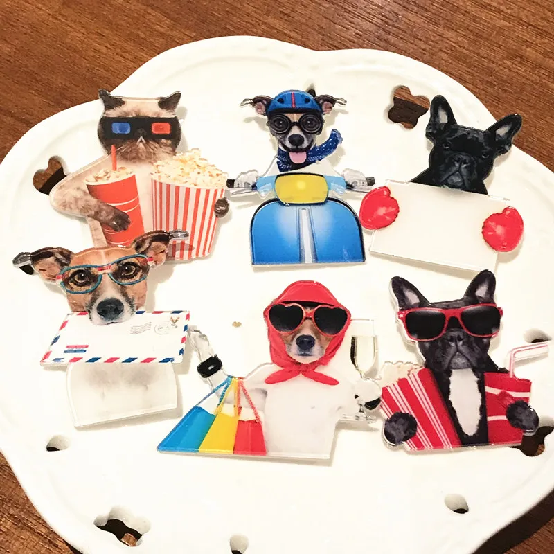 6 шт. Мультяшные животные кошка свинья собака 3D принт акриловые значки для
