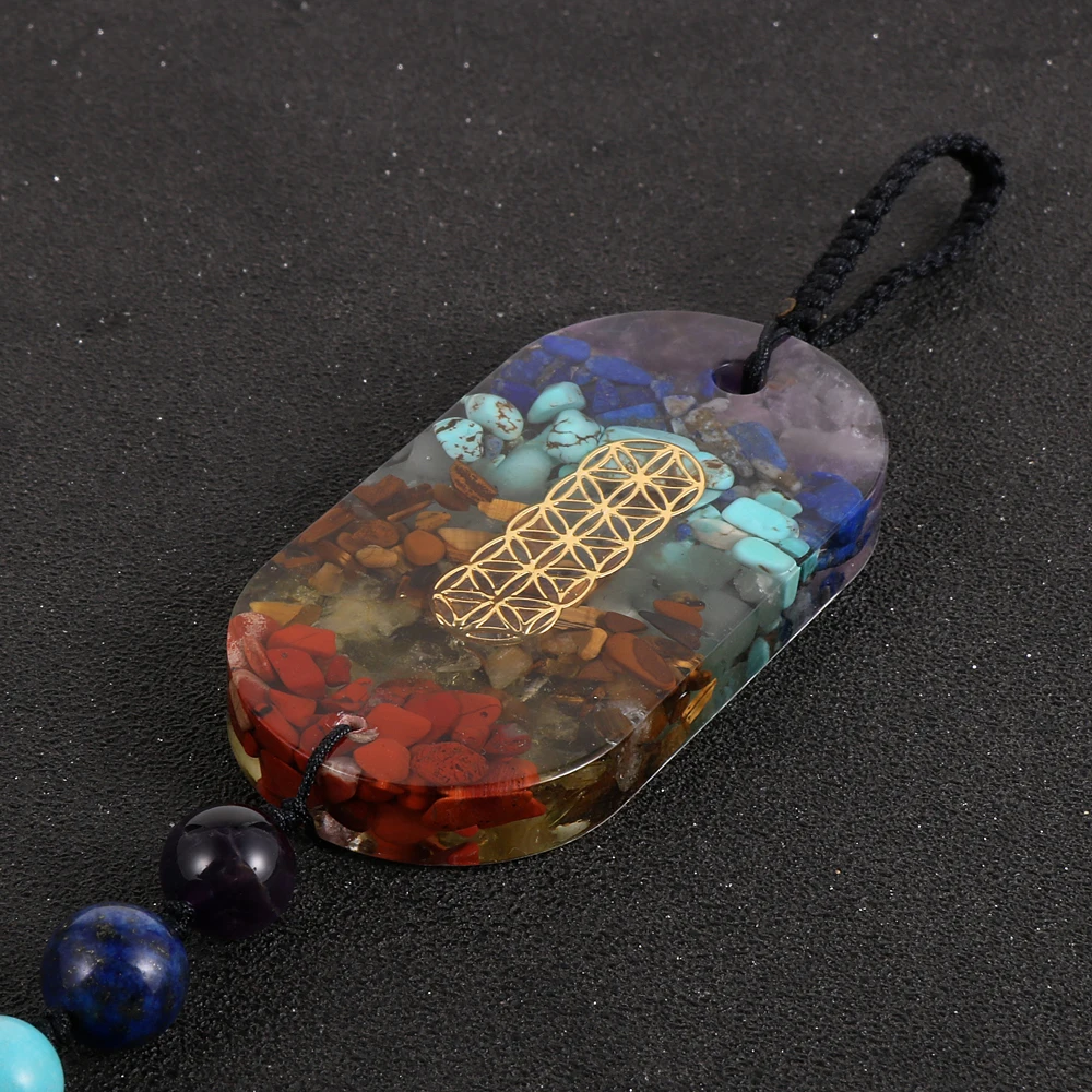 Natual чипы гравий 7 Чакр подвесные украшения для автомобиля амулет Исцеление йогой