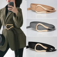 deat 2021 new fashion women belts metal circle pu leather holes wide cross body belt wk24116a