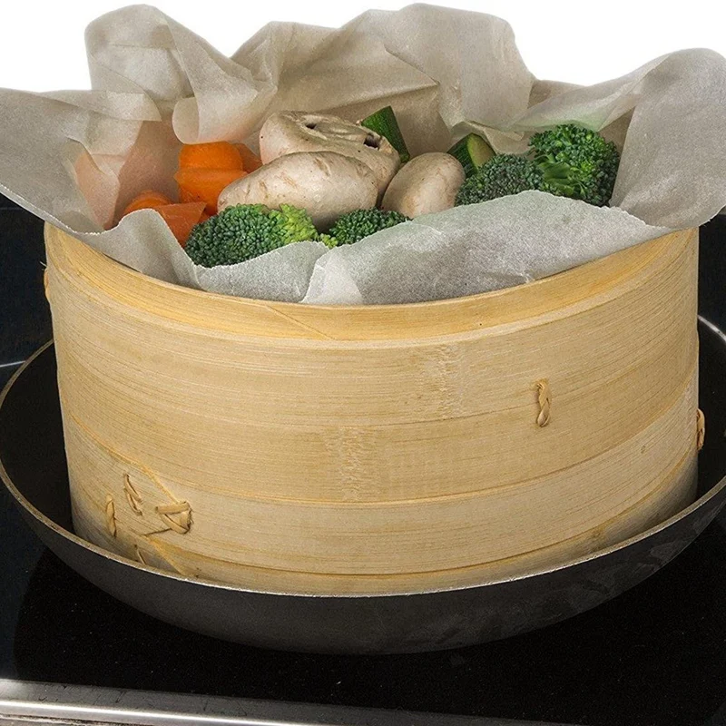 

3 Piece Set - Bamboo Steamer Basket - Dumpling & Bun Steamer - Great for Cooking, Buns, Dim Sum, Vegetables, Fish