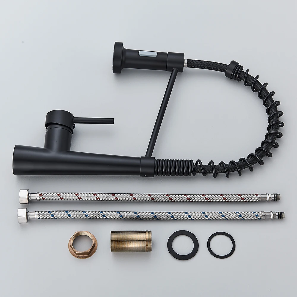 Черный кухонный смеситель матовый вытяжной кран для раковины крепление на