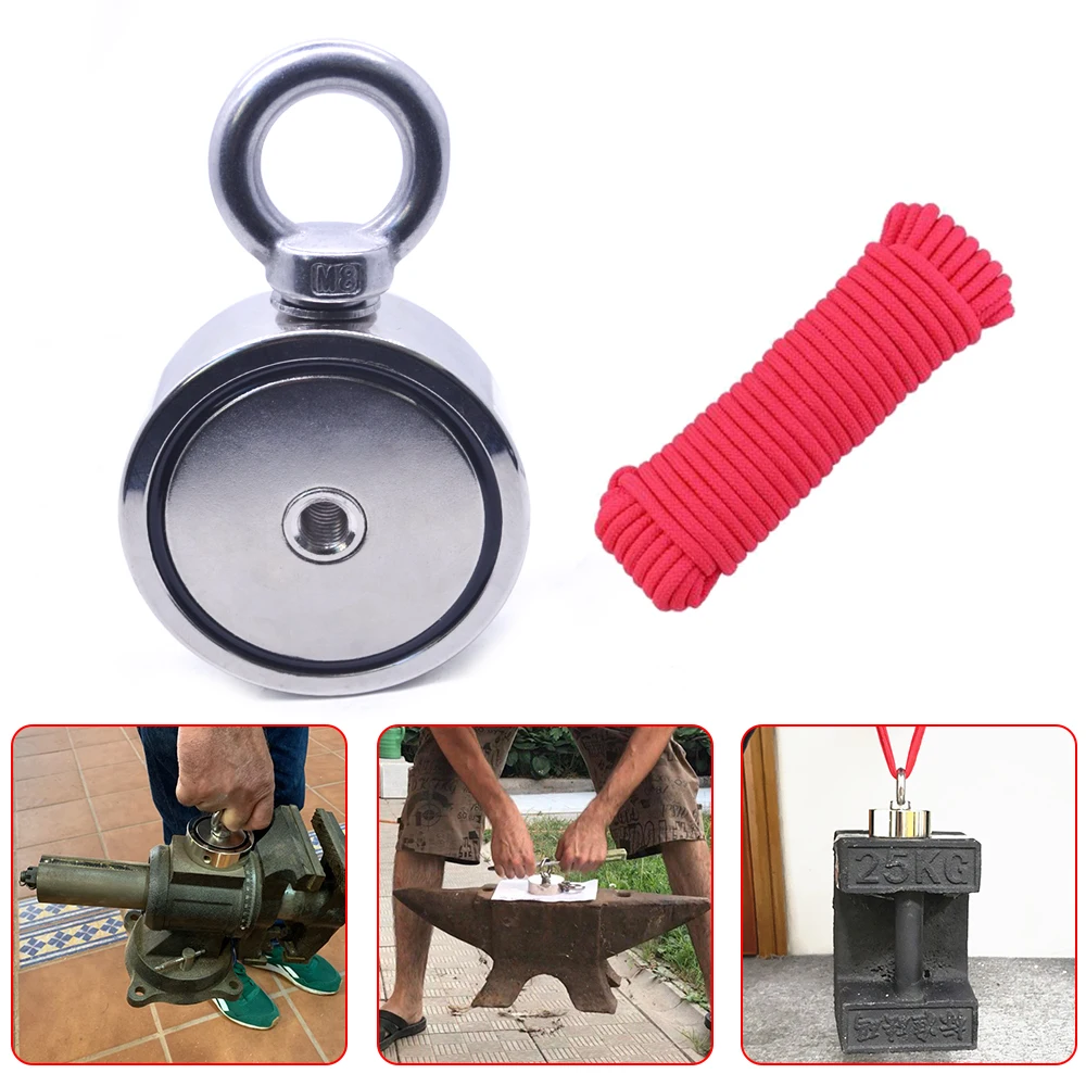 Двухсторонний Неодимовый металломагнитный детектор Рыболовный набор с веревкой