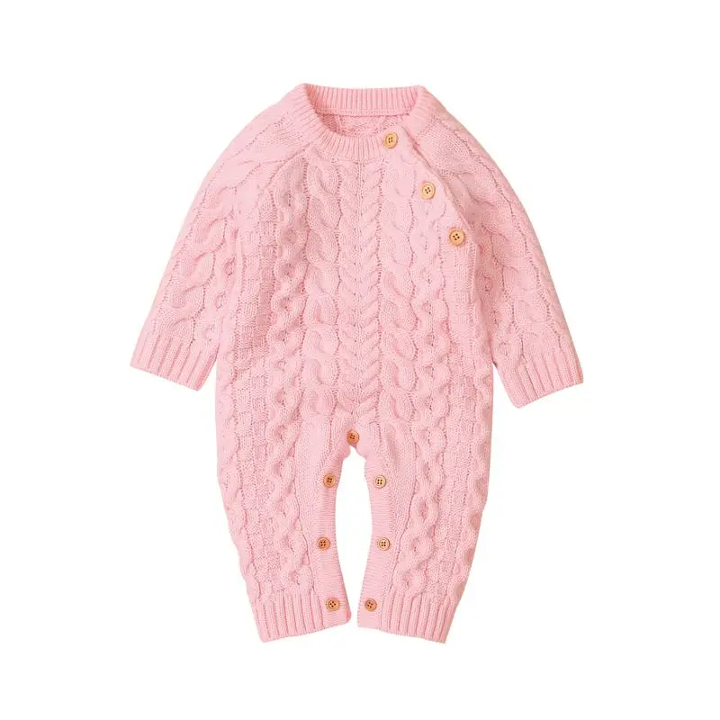 

Spring Autumn Infant Baby Rompers Boys Girls Long Sleeve Solid Color Rompers Knitted Jumpsuit Kids Outfits Clothing