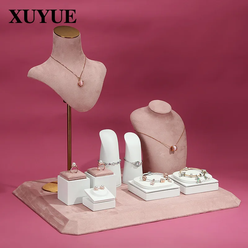 Jewelry display props pink accessories display window jewelry rack necklace earrings display rack set of off-the-shelf