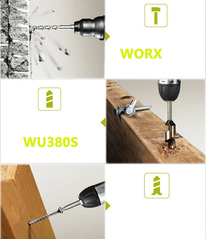 Шуруповерт ударный WORX WU380S ручная электрическая дрель беспроводной