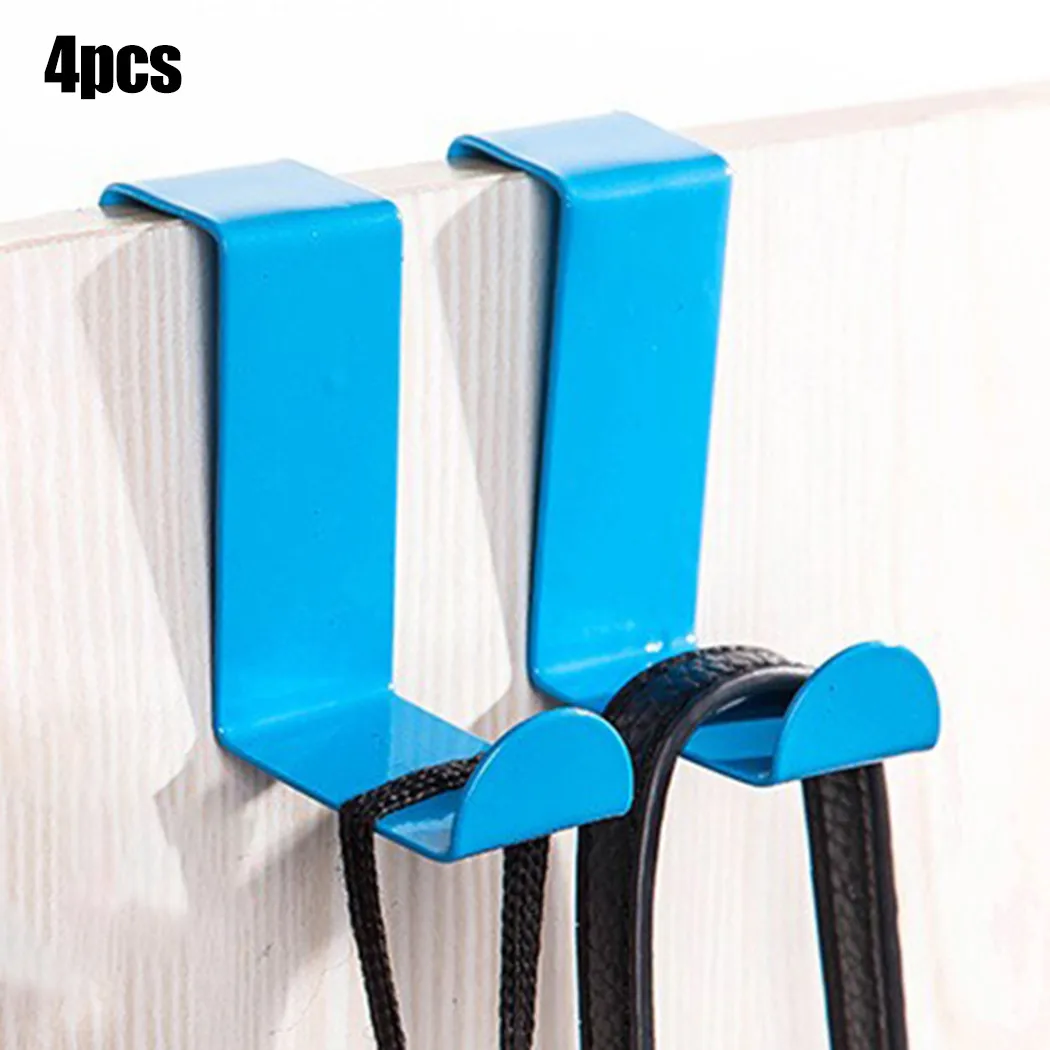 

4 Over Door Hook Stainless Steel Reversible Cupboard Drawer Metal Hooks Hanger Scarf Hanger Towel Heated Hooks For Bath