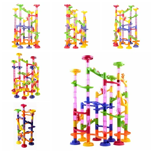 58 шт. DIY Строительство мрамор забег Run лабиринт шарики трек строительные блоки