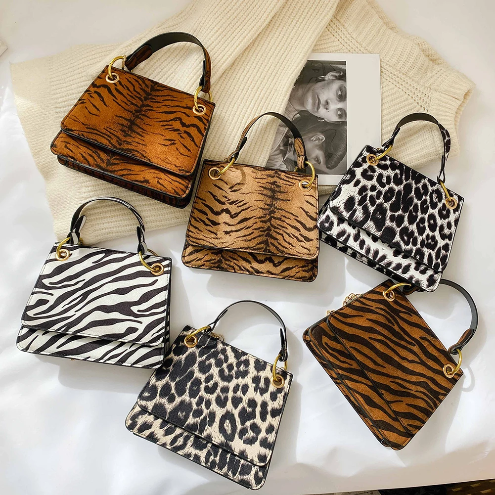

Simply Crossbody Bags Zebra Printed PU Leather Shoulder Messenger Bag Lady Chain Travel Small Handbags for Women 2020