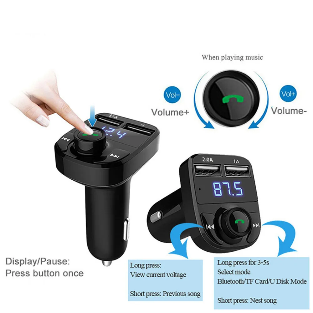 Fm-передатчик Aux модулятор Bluetooth громкой связи автомобильный комплект автомобильный аудио mp3-плеер с 3.1A Быстрая зарядка двойной зарядное устройство usb