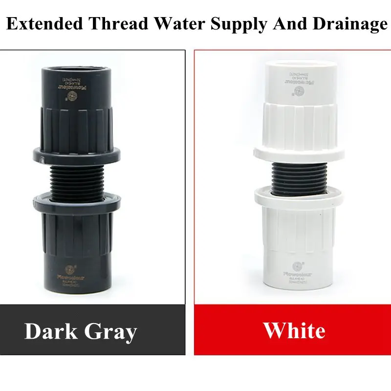 

ID 20~50mm PVC Fish Tank Lengthened Male Thread Pipe Coupling Drainage Joint Water Aquarium Connector Suitable For 40~60mm Glass
