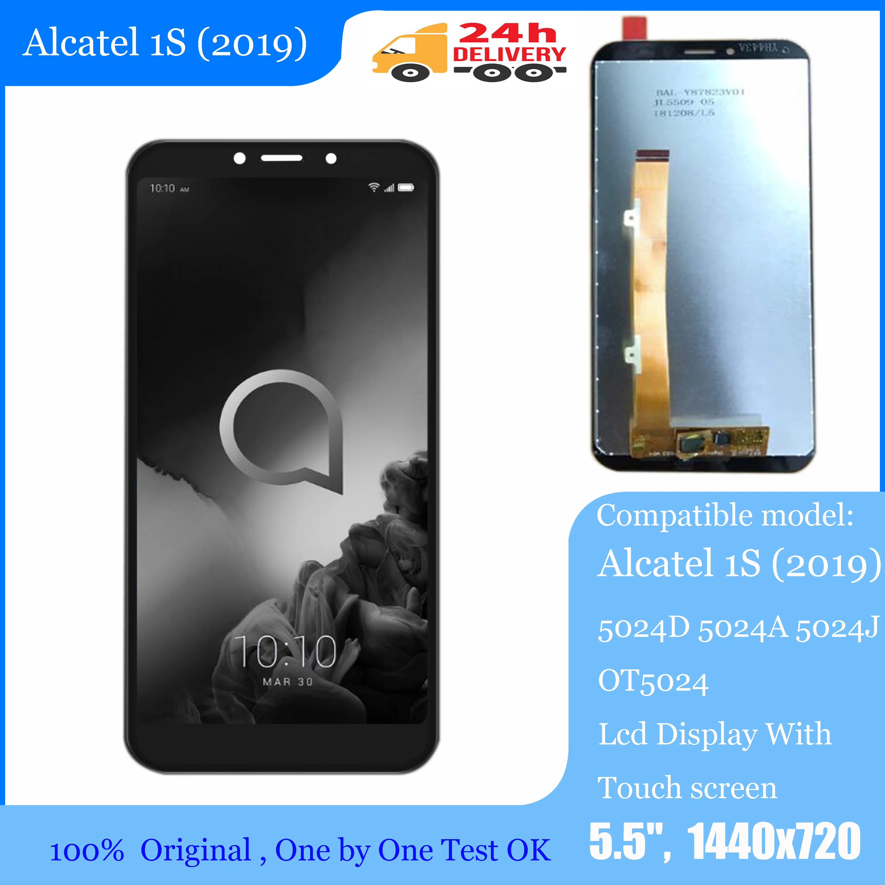 ЖК-дисплей 5,5 дюйма Alcatel 1S (2019) 5024D 5024A 5024J OT5024, сенсорный экран, дигитайзер, панель, датчик, объектив, стекло в сборе, Новинка