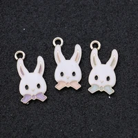 5pcs enamel gold color rabbit charms pendant for jewelry making earrings bracelet necklace accessories diy craft 21x11mm