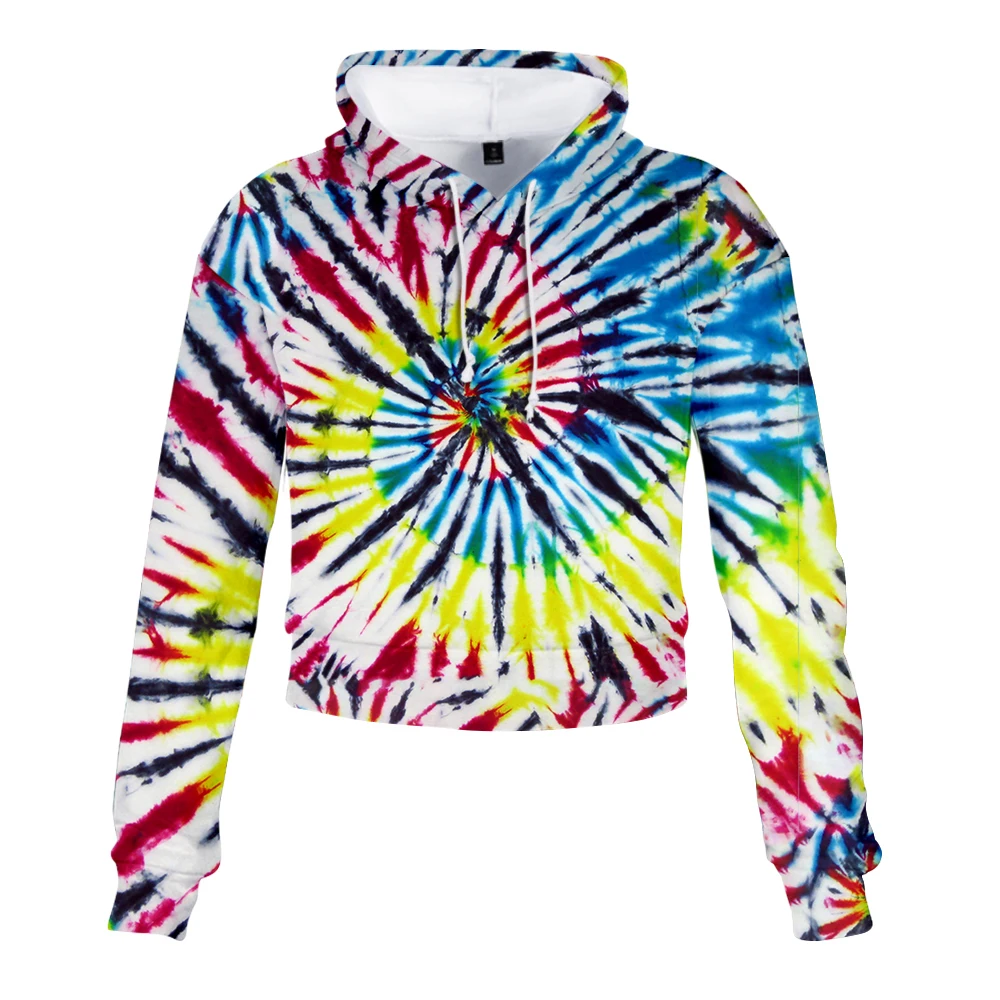 Hoodies Multicolor Casual Women Drawstring Hooded Sweatshirt 2019 Autumn Tie Dye Long Sleeve Personality Spiral Colorful | Женская