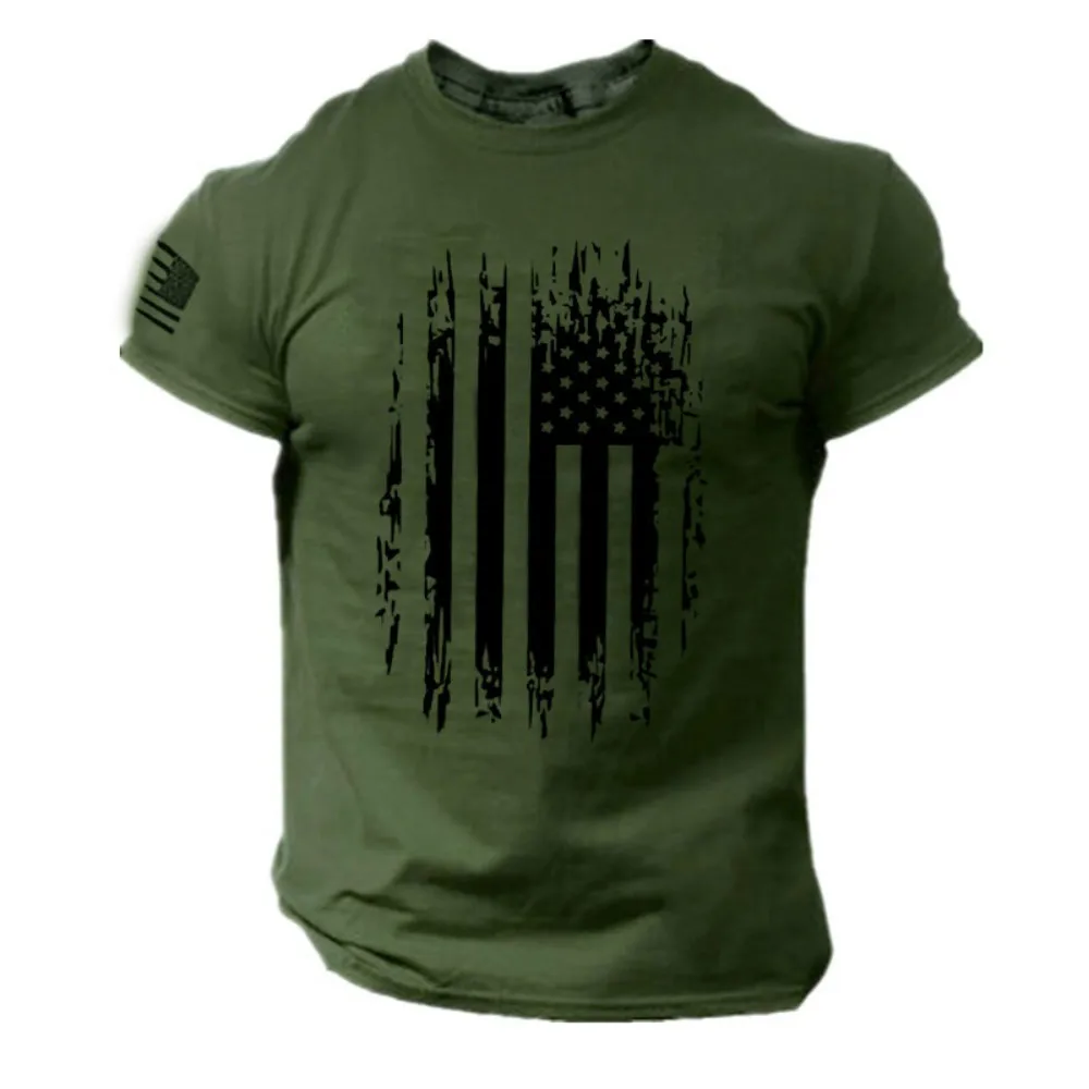 

Soldier short-sleeved T-shirt men's sports training shirt casual breathable quick-drying national flag plus size new clothing
