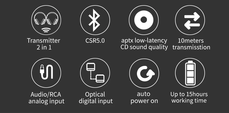 AptX с низкой задержкой оптический аудио Bluetooth передатчик для ТВ беспроводной аудио адаптер для двойных наушников или динамиков MR270