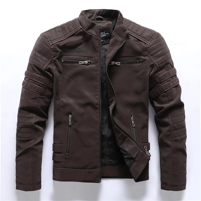 

2020 Autumn Winter Men's Leather Jacket Casual Fashion Stand Collar Motorcycle Jacket Men Slim HighQualit Leather Coats