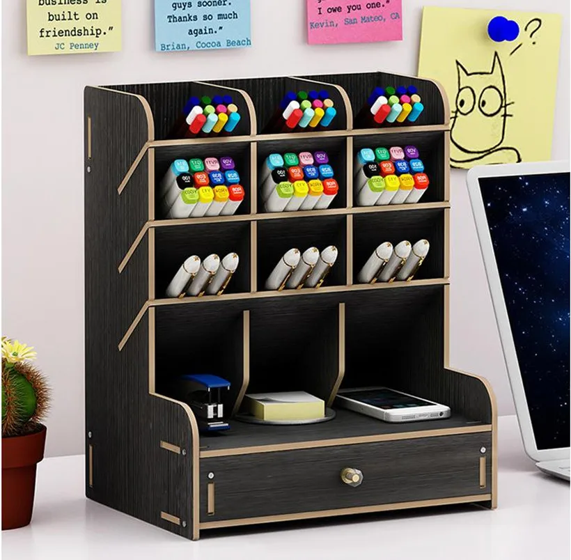 Мультифункциональный деревянный Настольный органайзер держатель для
