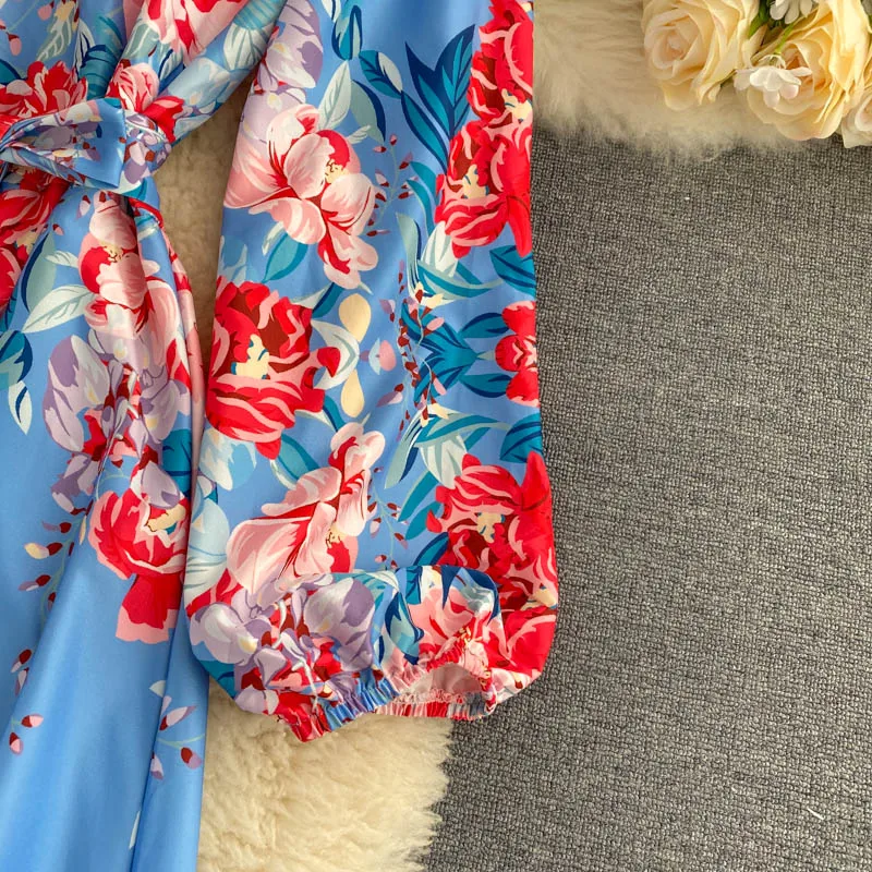 Платье SINGRAIN женское длинное с цветочным принтом Модный богемный длинный