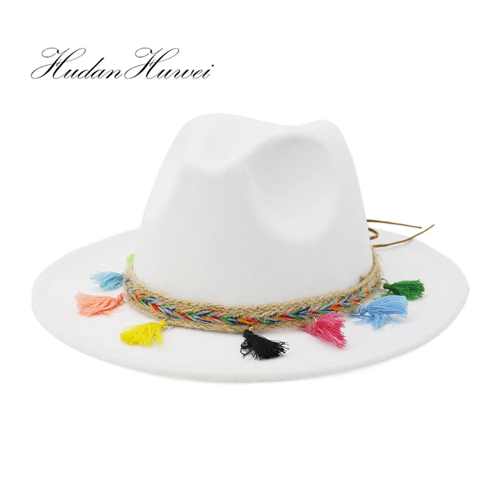 

2020 Новая мода для женщин и мужчин шерстяная фетровая шляпа для джентльмена элегантная женская плоская шляпа с широкими полями для церкви цв...