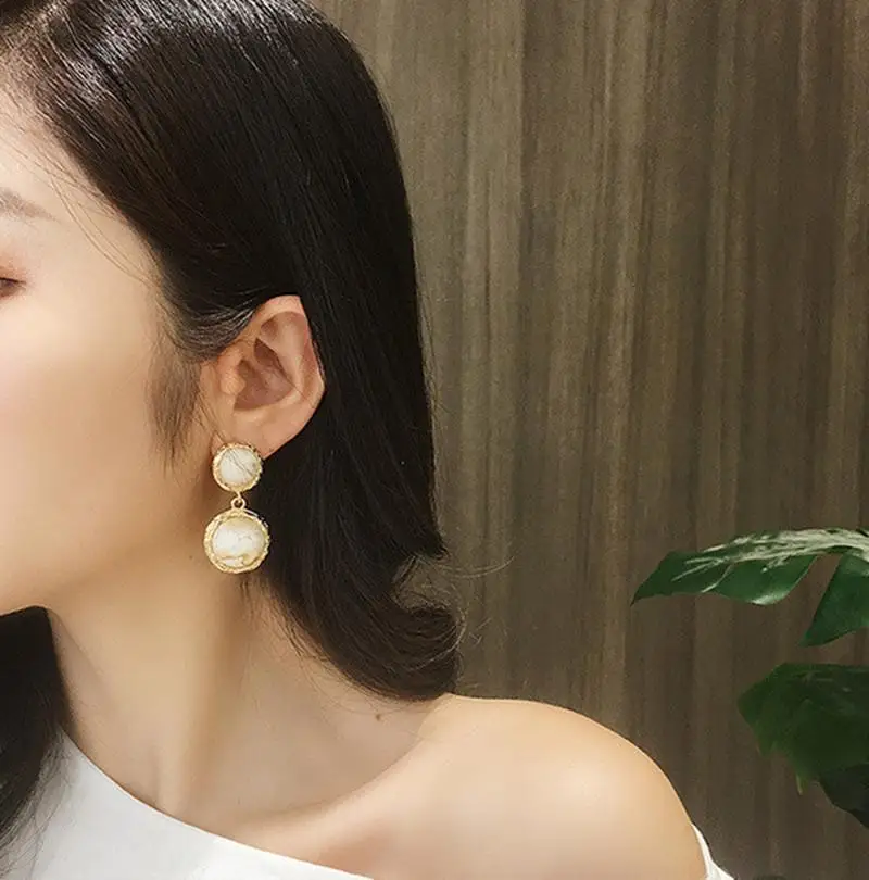 New Fashion Round Geometric Earrings Retro Style Simple Unique And Versatile Women Drop Jewelry | Украшения и аксессуары