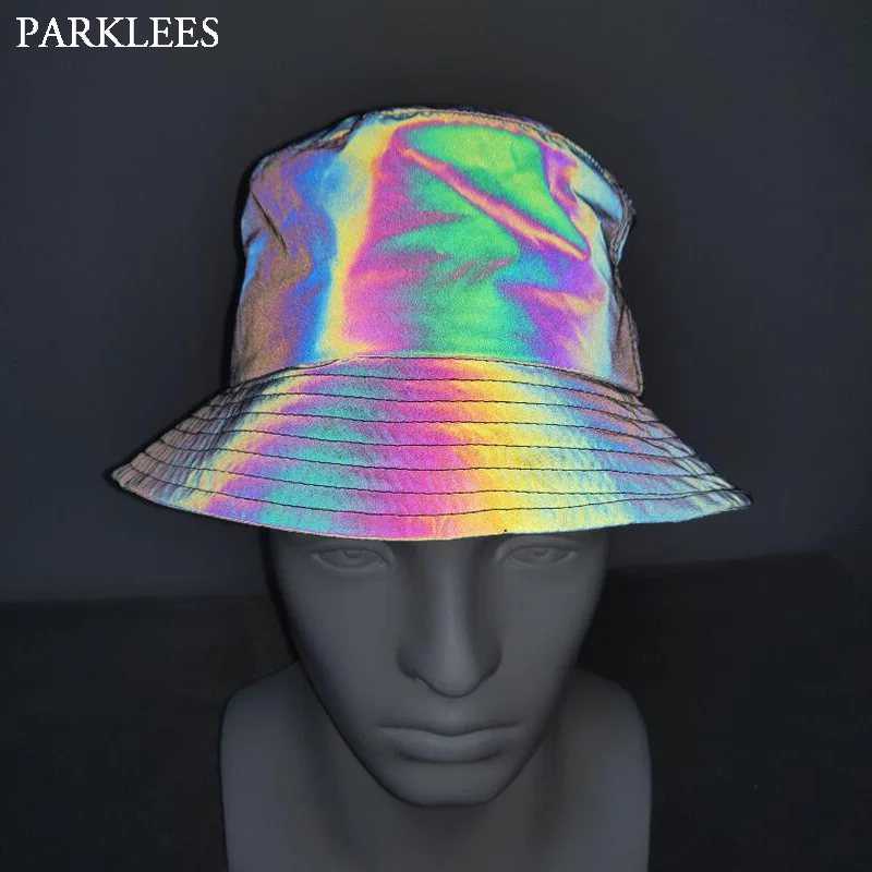 Светоотражающие разноцветные шляпы ведра в стиле хип хоп складные унисекс для