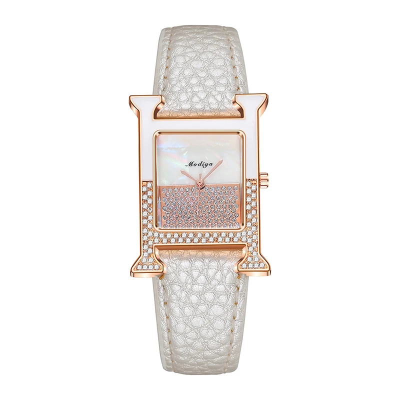 Часы женские из розового золота с квадратным циферблатом и бриллиантами |