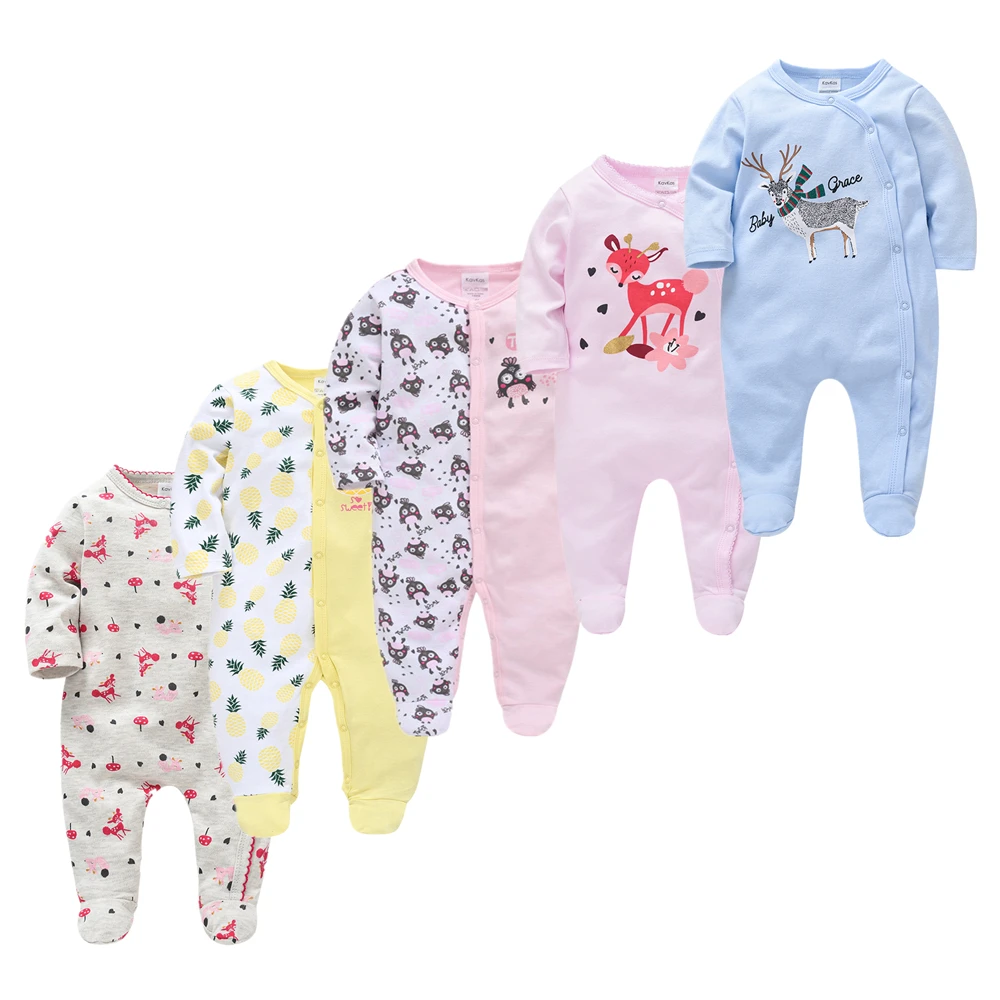 Kavkas Roupa De Bebes Infantil Menina Full Sleeve Newborn Baby Boy Rompers 5pcs Infant Girls Clothing Set | Детская одежда и обувь