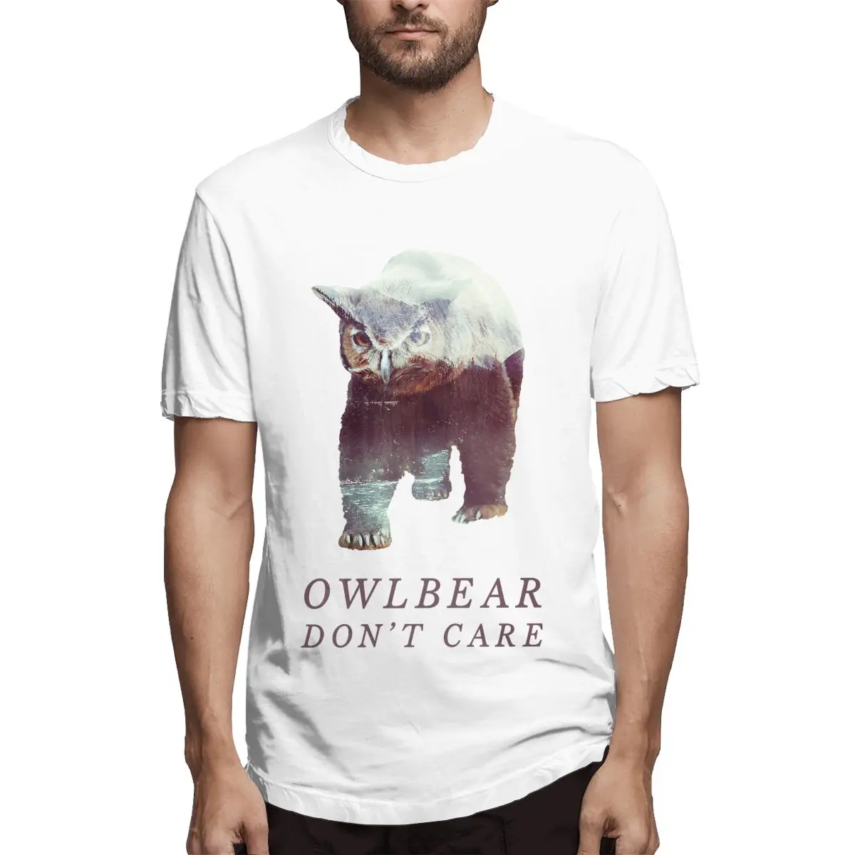 

Owlbear Don't Care 1 Men's Classic T-Shirt Novelty Tees Short Sleeve Round Neck T-Shirt Pure Cotton Summer Clothing