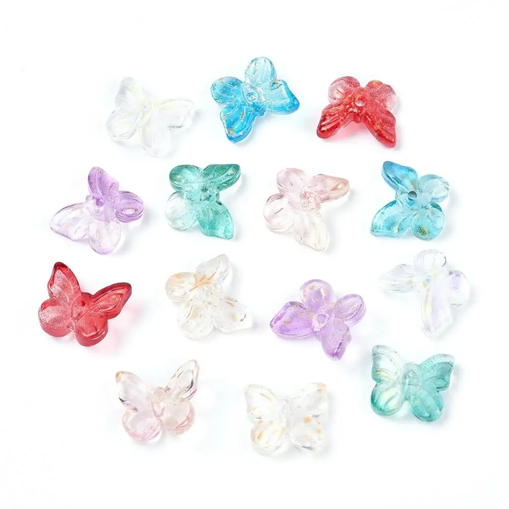 

200pcs Butterfly Electroplate Glass Beads Gradient Color for DIY Earring Bracelet Jewelry Making Findings 10x11x4mm