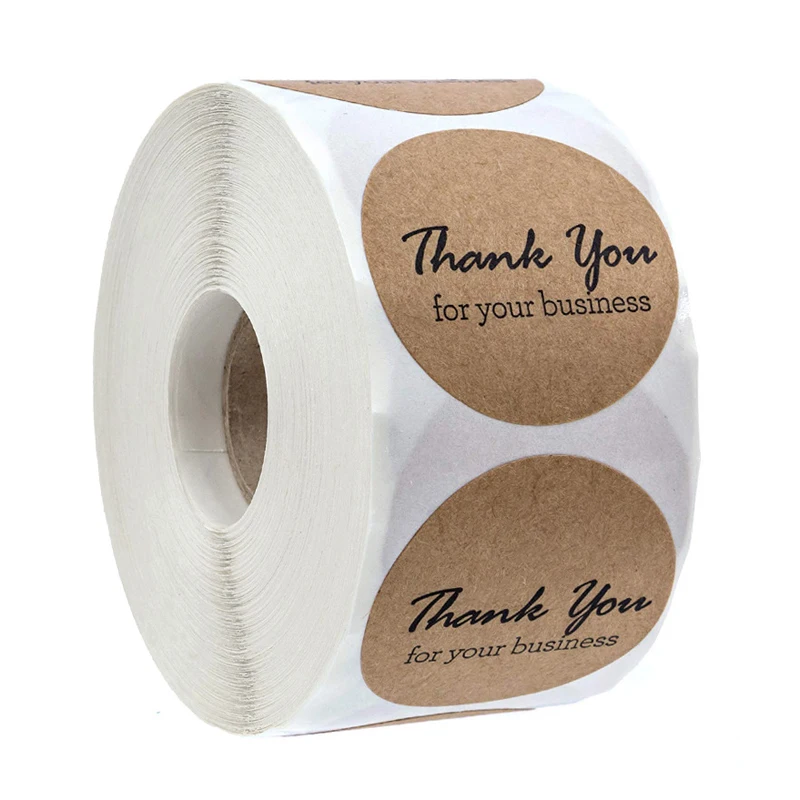 

50pcs thank you for supporting my business Kraft Stickers with Gold Foil round labels sticker for small shop handmade sticker
