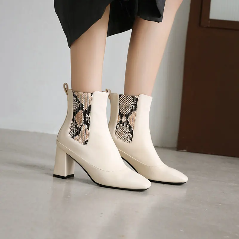 

Newest mixed colors Short Boots Women Ankle Boots Party Shoes Woman High Heels Winter Warm Plus Size Chelsea Boots