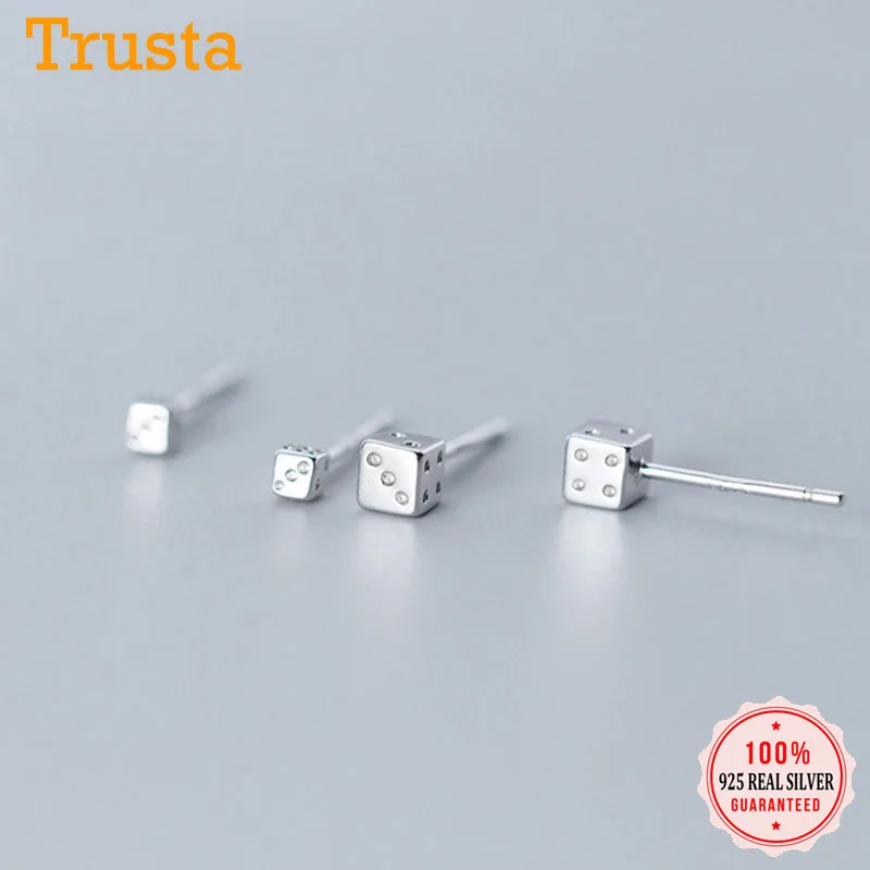Женские серьги-гвоздики Trusta из серебра 925 пробы с кубиками свадебные украшения
