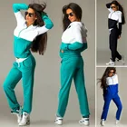 Осенний спортивный костюм из двух предметов для женщин Chandal Mujer Invierno, повседневные Лоскутные толстовки, штаны, топы, спортивные костюмы, пуловеры, толстовки