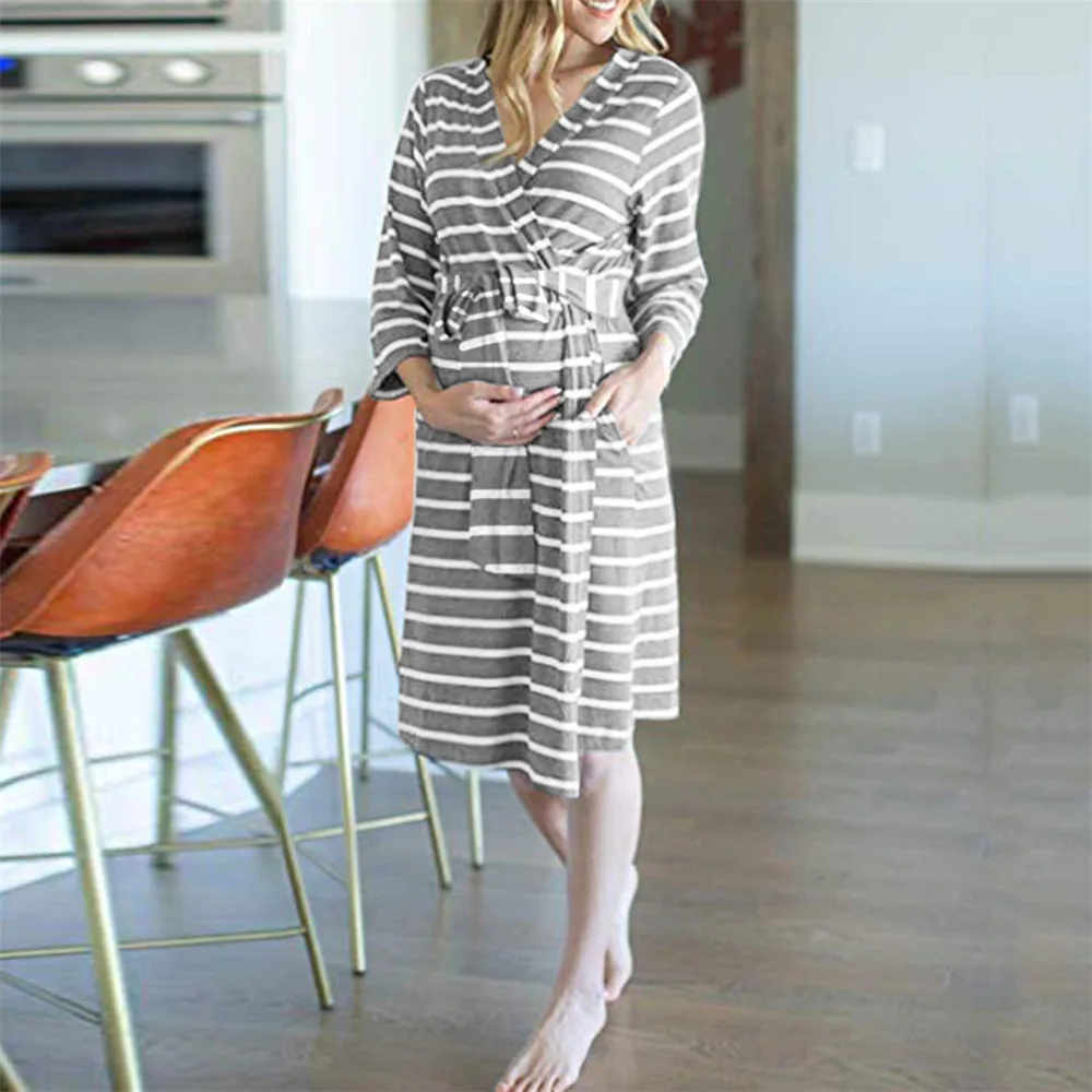 2021 модное Многофункциональное платье в полоску для кормящих мам с длинным