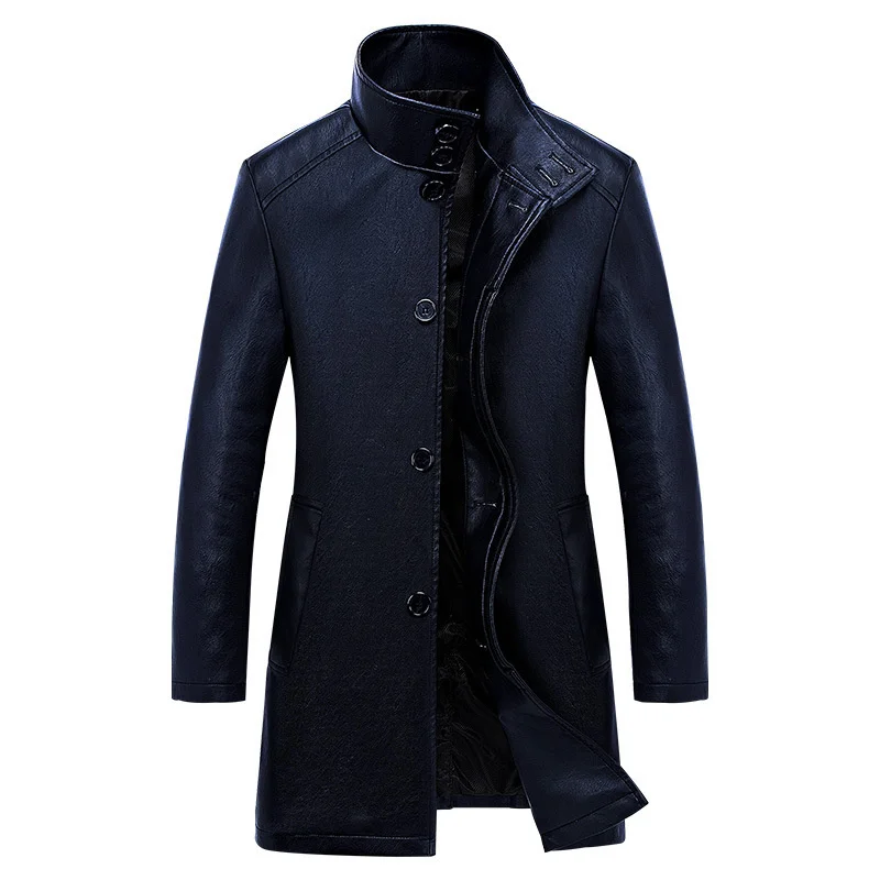Men New Business Leather trench coat trend High-end Causal Handsome Loose Autumn Simplicity Fashion All-match Pocket Design PU | Мужская