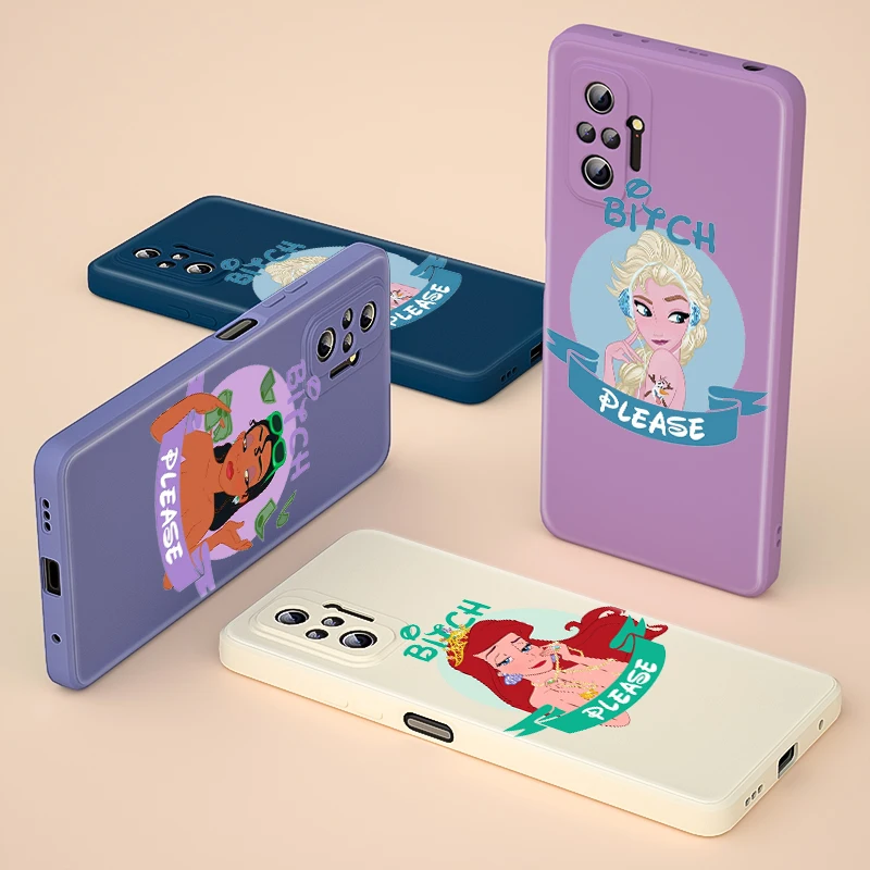 

Sexy Cartoon Princess Liquid Silicone Soft Cover For Xiaomi Redmi Note 10 10T 9 9T 8T 9S 8 7 Pro Max Phone Case
