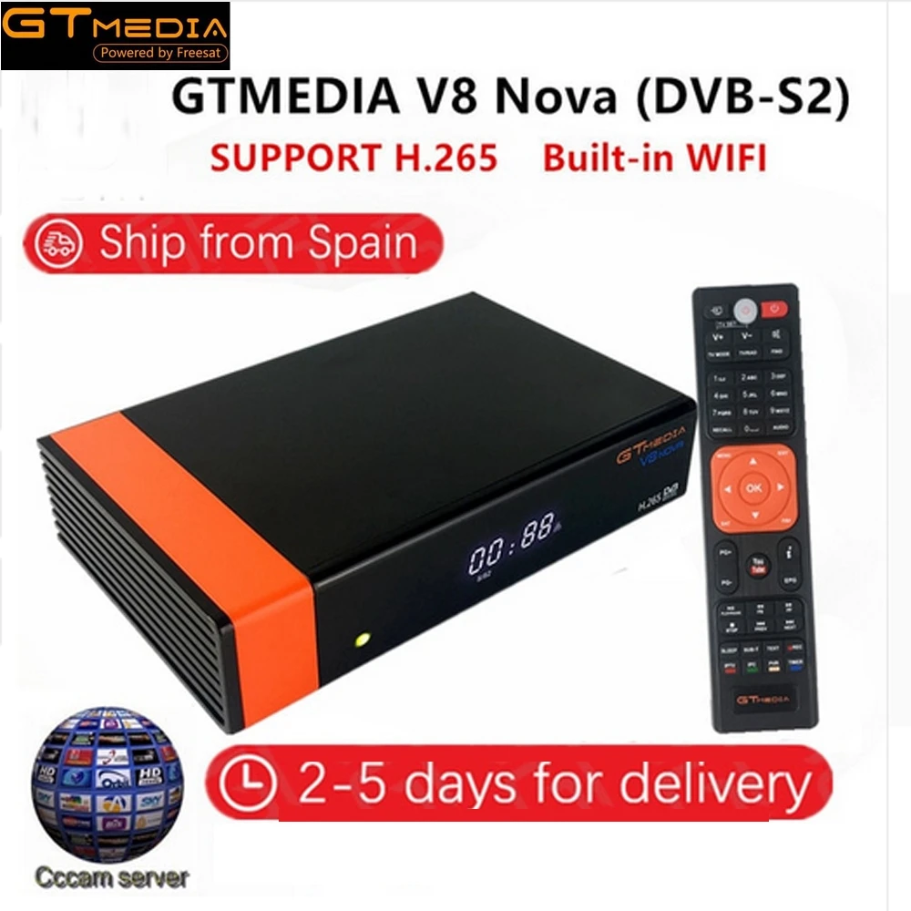 V8 NOVA with 5 Line GTmedia V9 Супер цифровой ТВ спутниковый ресивер DVB-S2 H.265 DRE& Biss ключ 1 год Испания CCAM PK Freesat V7S HD V8 NOVA X96 мини - Цвет: V8 NOVA with 5 Line