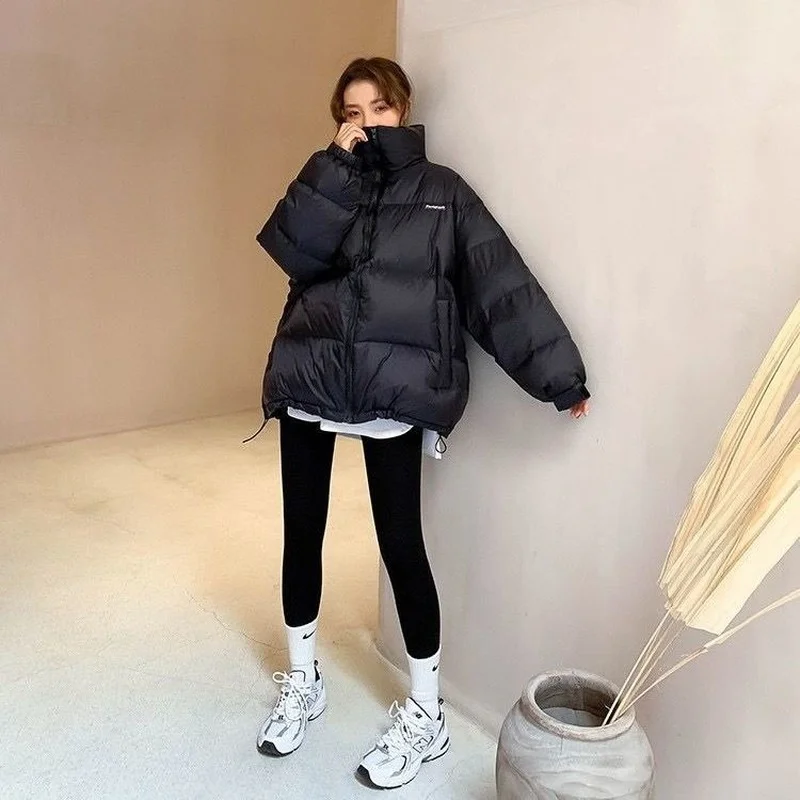 New Style Down Jacket Female Korean Version Loose Thick White Duck Down Fashion Winter Short Bakery Print Jacket  Winter Coat