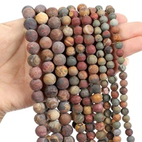 wholesale natural stone beads frosted picasso round shape loose bead for jewelry making diy bracelet 4 6 8 10mm