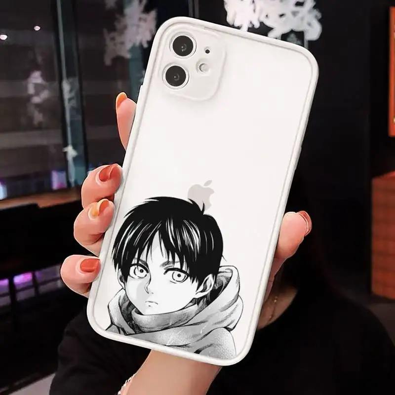 

Hot Anime Attack On Titan Phone Cases Matte Transparent for iPhone 7 8 11 12 s mini pro X XS XR MAX Plus cover funda