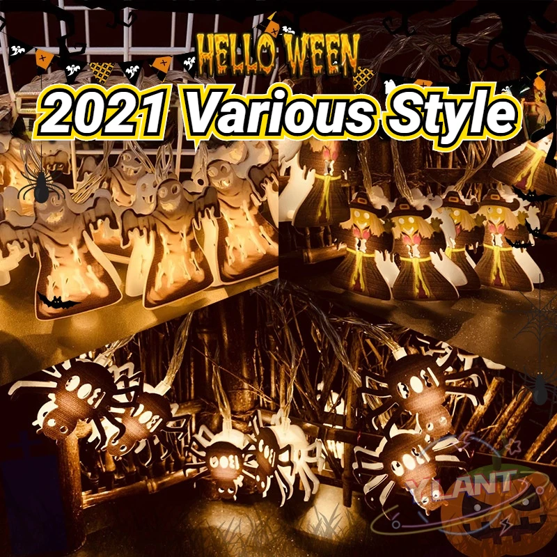 

Ylant Christmas Halloween Led Light Ghost Festival Spider Pumpkin Skull Ghost Ghost Eyes Holiday Decoration String Light Gift