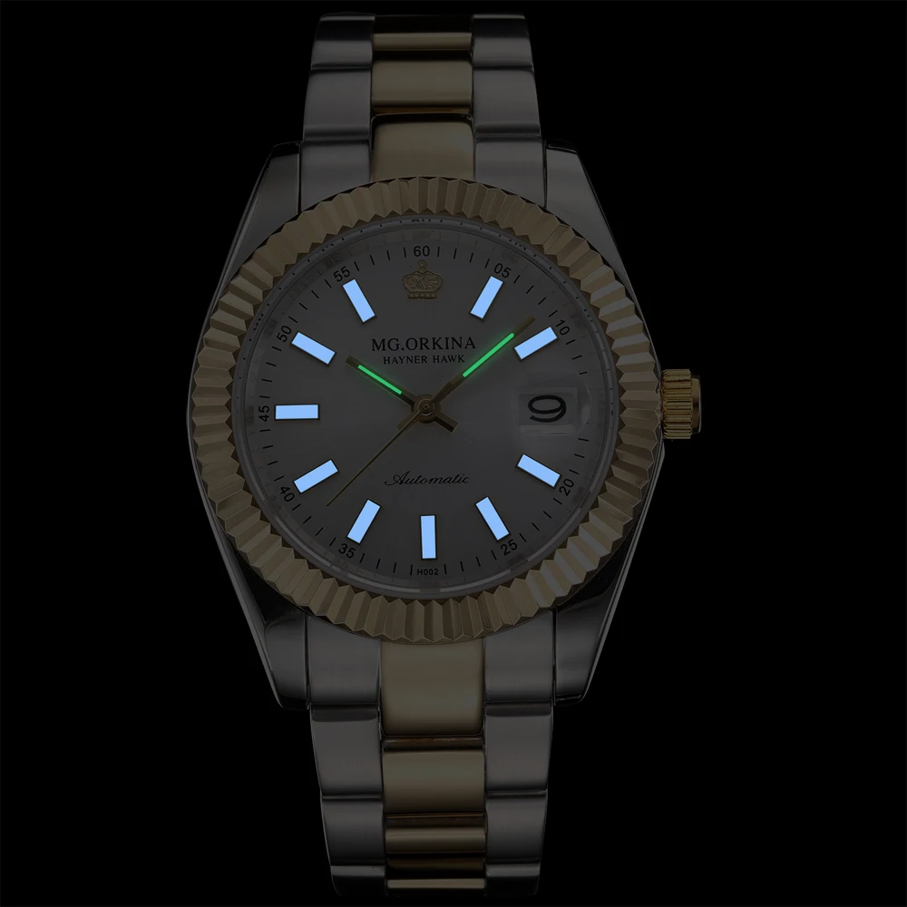 

Mechanical Wristwatch MG.Orkina Luxury Men's Sapphire Day Auto Water Resist with Original Box