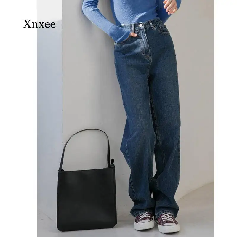 

Джинсы женские с завышенной талией, повседневные свободные брюки из денима с широкими штанинами, винтажная уличная одежда