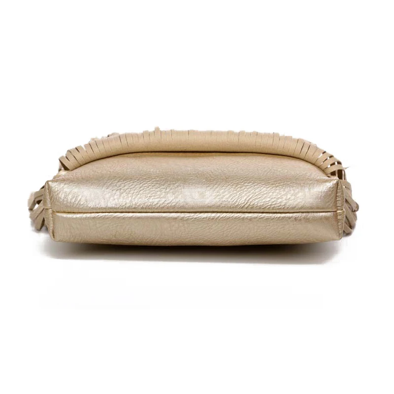 Сумка-тоут женская с бахромой золотистая Сумочка через плечо Классический