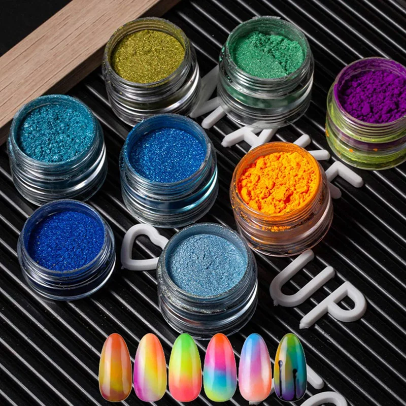 24 Color Pigment Nail Powder Colorful Iridescent Glitter Ultrafine Luminous Pearlescent High-Gloss Halo Powder. | Красота и здоровье
