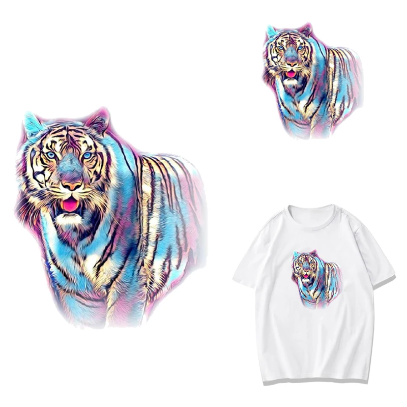 

Iron-on Transfers for Clothing Thermoadhesive Patches on Clothes Sticker Applique DIY Tiger Patch Flex Fusible Transfer Stripe W