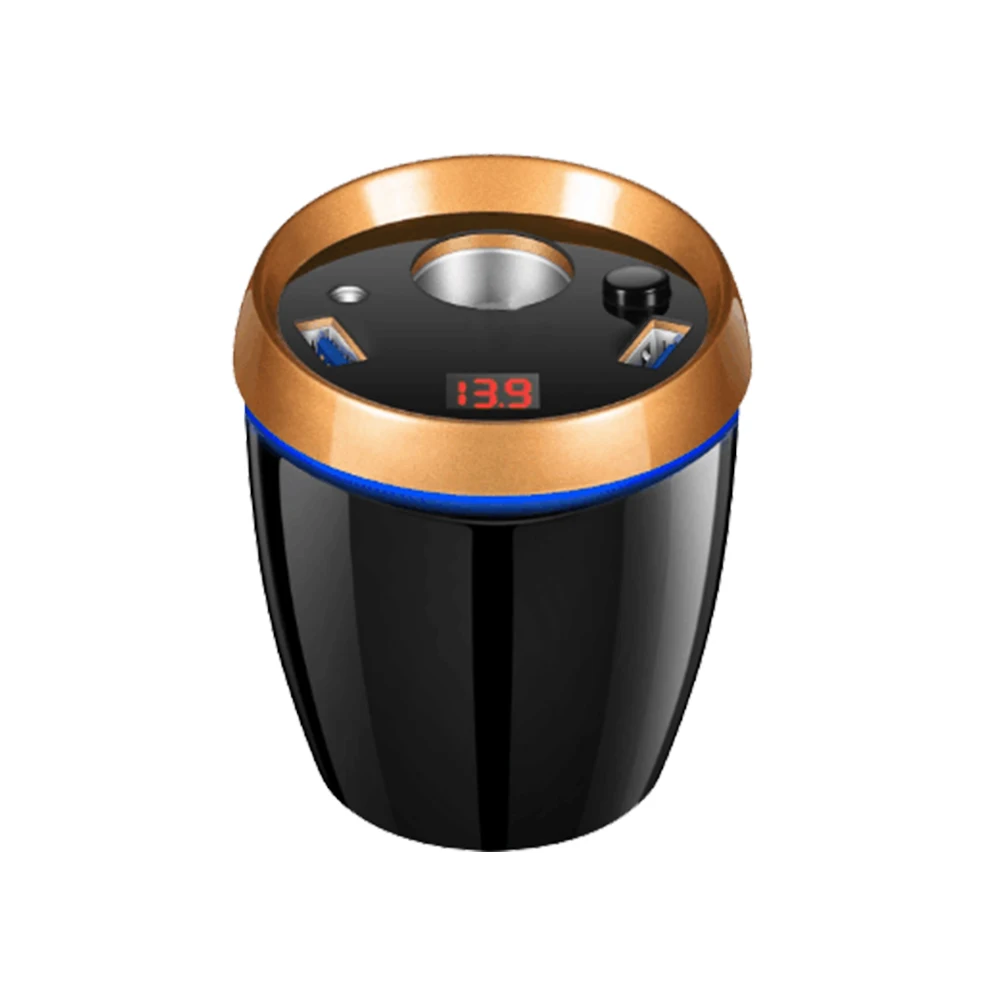 Aoshike QC3.0 4.8A автомобильное зарядное устройство для чашки прикуривателя Автомобильное зарядное устройство адаптер питания 2 usb порта Интеллектуальный для ЖК-дисплея - Название цвета: Gold