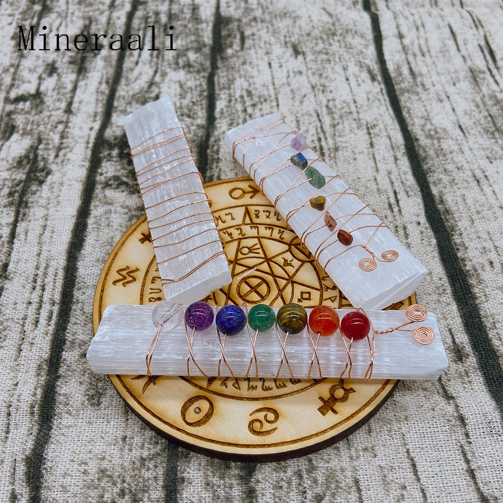 Натуральный селенит Камень Чакра орнамент маятник гравий круглые бусины штукатурка Роза ветра лечебный